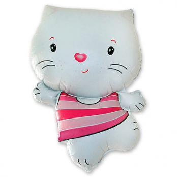 Шар фигура фольга Котенок белый