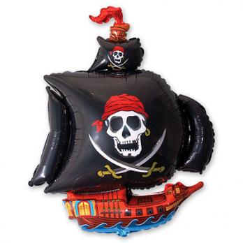 Шар фигура фольга Корабль пиратский черный