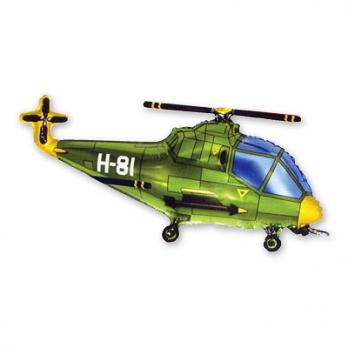 Шар фигура фольга Вертолет зеленый