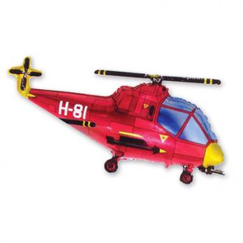 Шар фигура фольга Вертолет красный