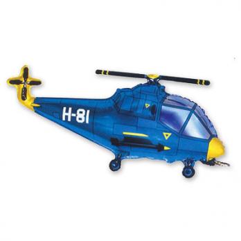 Шар фигура фольга Вертолет синий