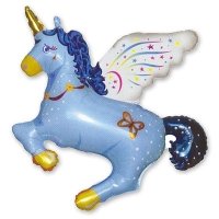 Шар фигура фольга Единорог волшебный синий
