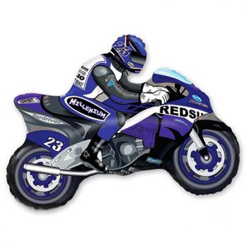 Шар фигура фольга Мотоциклист синий