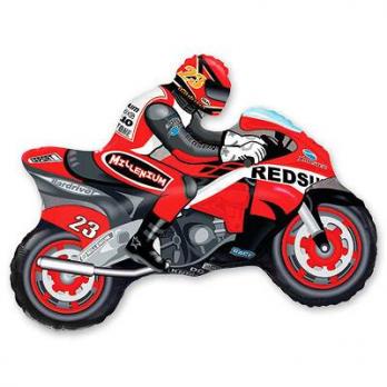 Шар фигура фольга Мотоциклист красный