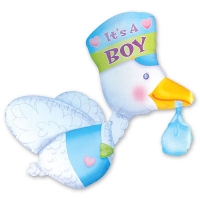 Шар фигура фольга Аист голубой