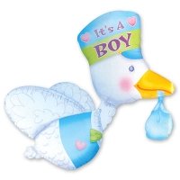 Шар фигура фольга Аист голубой