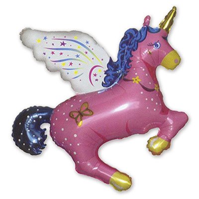 Шар фигура фольга Единорог волшебн. розовый