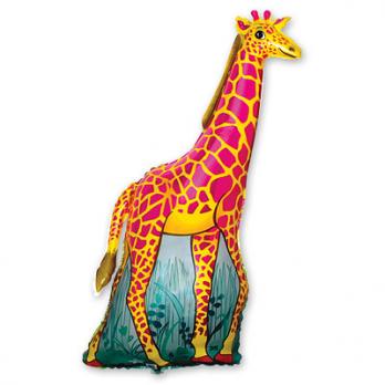 Шар фигура фольга Жираф оранжевый