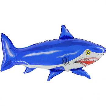 Шар фигура фольга Акула большая синяя