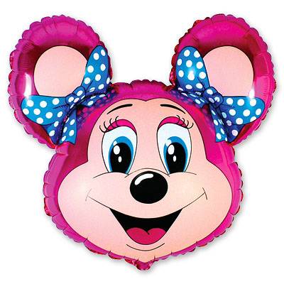 Шар фигура фольга Лолли Маус малиновая
