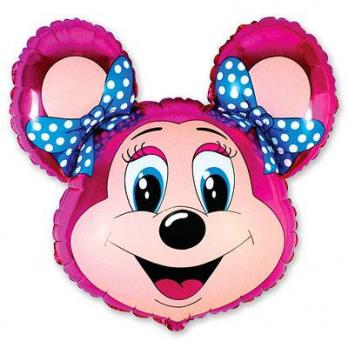 Шар фигура фольга Лолли Маус малиновая