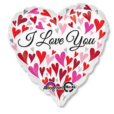 Шар сердце фольга  Водопад сердец