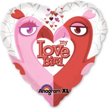 Шар фигура фольга Love птички