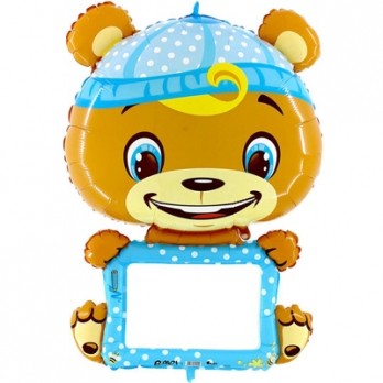 Шар открытка Мишка в голубом