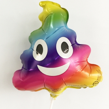 Шар на палочке Эмодзи Веселая какашка радужная