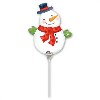Шар на палочке Снеговик с шарфом