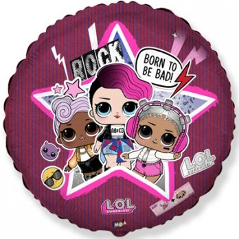 Шар круг фольга Куклы ЛОЛ Диско