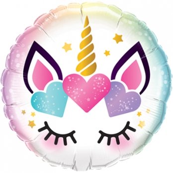 Шар круг фольга Единорог Ресницы