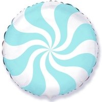 Шар круг фольга Конфета голубая пастель