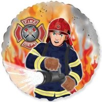 Шар круг фольга Пожарный