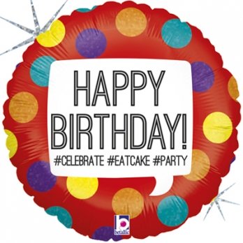 Шар круг фольгаHB Горошек на красном блеск