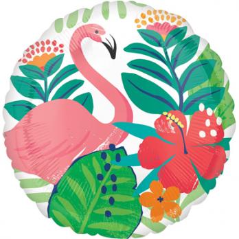 Шар круг фольга "ALOHA Фламинго"