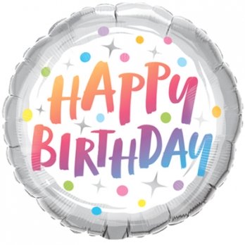 Шар круг фольга HB Точки радужные