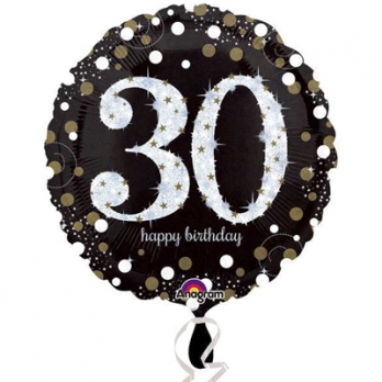 Шар круг фольга Happy Birthday 30 gold