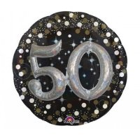 Шар круг Happy Birthday 50 gold
