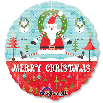 Шар круг фольга Санта игривый