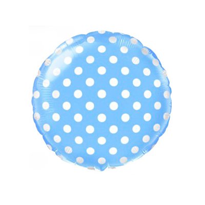 Шар круг фольга Горошек на голубом