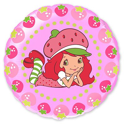 Шар круг фольга Девочка Клубничка на поляне