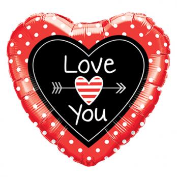 Шар круг фольга ILY Сердце со стрелой