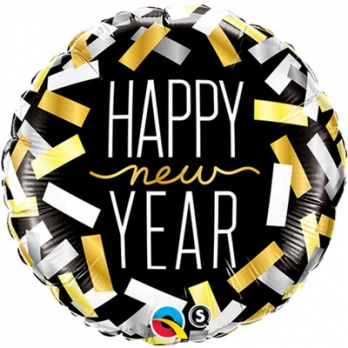 Шар круг фольга HNY Конфетти на черном