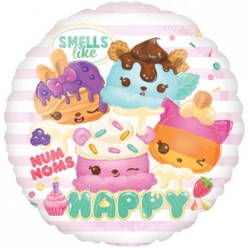 Шар круг фольга Нум Номс полосы розово-белые