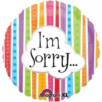 Шар круг фольга I'M SORRY линии разноцветные