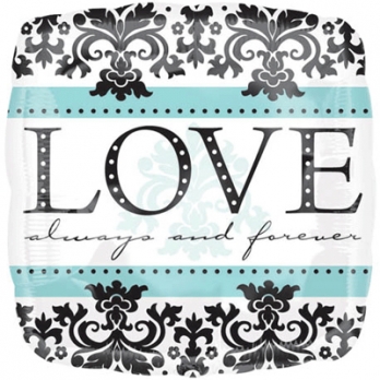 Шар квадрат фольга LOVE ALWAYS&FOREVER орнамент
