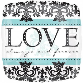 Шар квадрат фольга LOVE ALWAYS&FOREVER орнамент