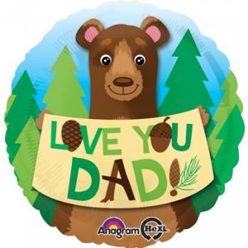 Шар круг фольга LOVE YOU DAD Медведь