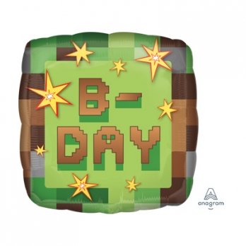 Шар квадрат фольга TNT Party B-DAY Пиксели квадрат