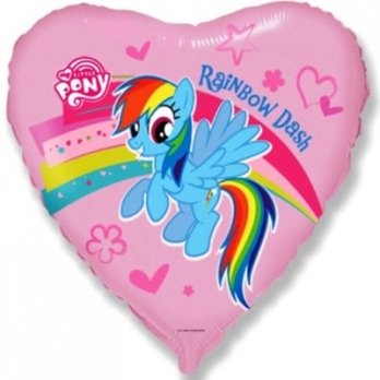 Шар сердце фольга Пони в сердечке