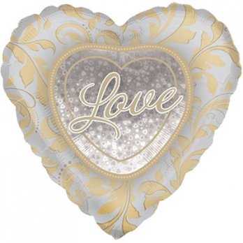 Шар сердце Love Золото Серебро гологр