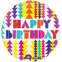 Шар круг фольга HB Узор Треугольники разноцв
