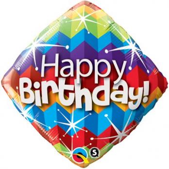 Ромб "Happy Birthday" с разноцветными зигзагами