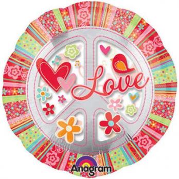 Шар фигура фольга Love Сердца и птичка