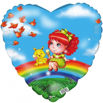 Шар сердце фольга Друзья на радуге