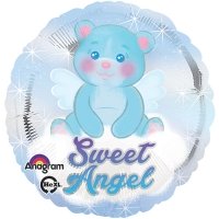 Шар круг фольга SWEET ANGEL Медвежонок голубой
