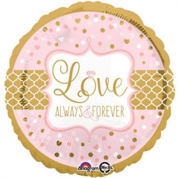 Шар круг Love Горошек розово-золотой