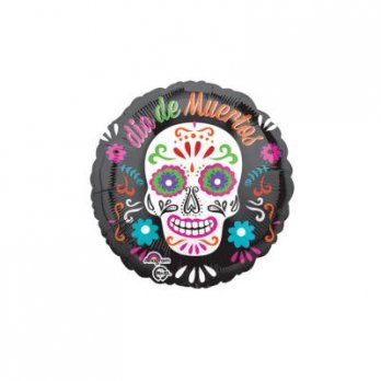 Шар круг фольга Череп веселый