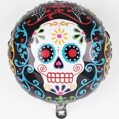 Шар круг фольга Череп гламурный